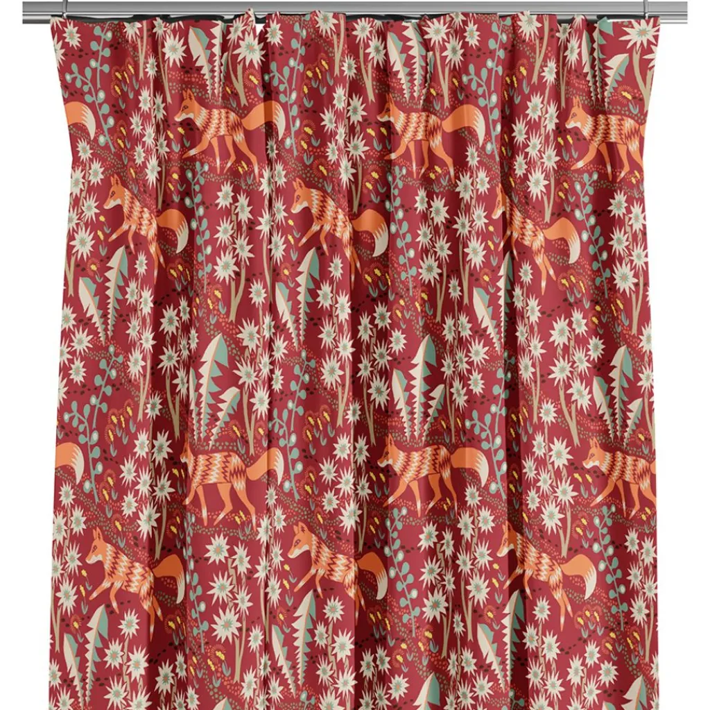Arvidssons textil Gardiner Mönstrade|Stjärnspeja röd gardiner