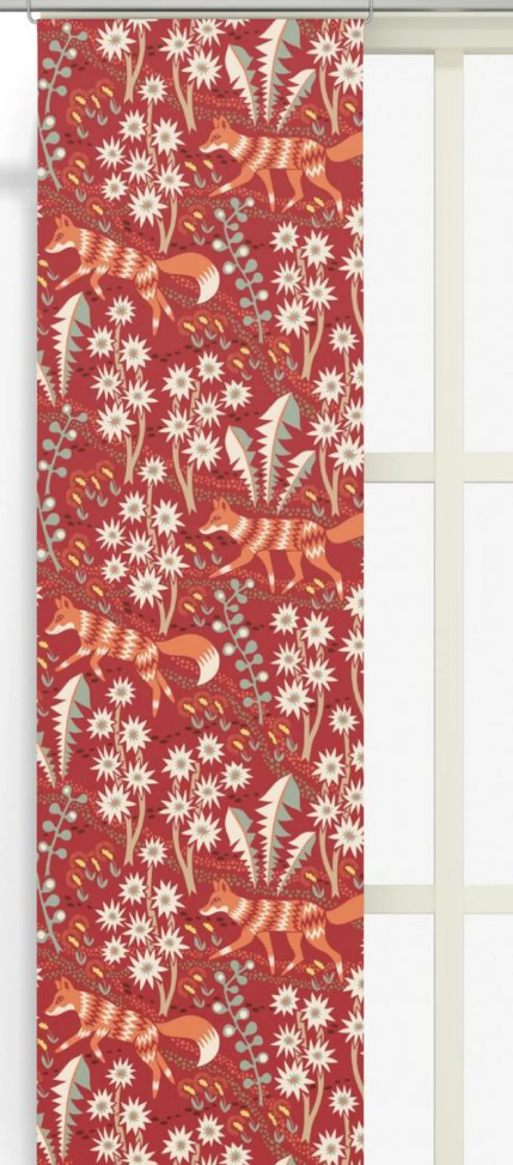 Arvidssons textil Panelgardiner|Stjärnspeja röd panelgardiner