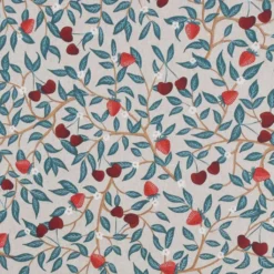 Gardintyger Mönstrade|Strawberry Cherry - Linnelook tyg med Jordgubbar & Körsbär