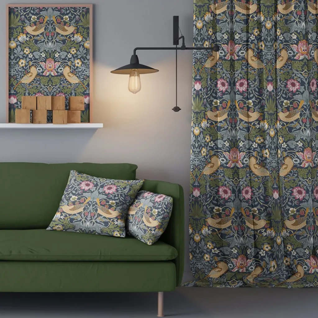Nordisk Textil Gardiner Mönstrade|Strawberry Finch gardiner
