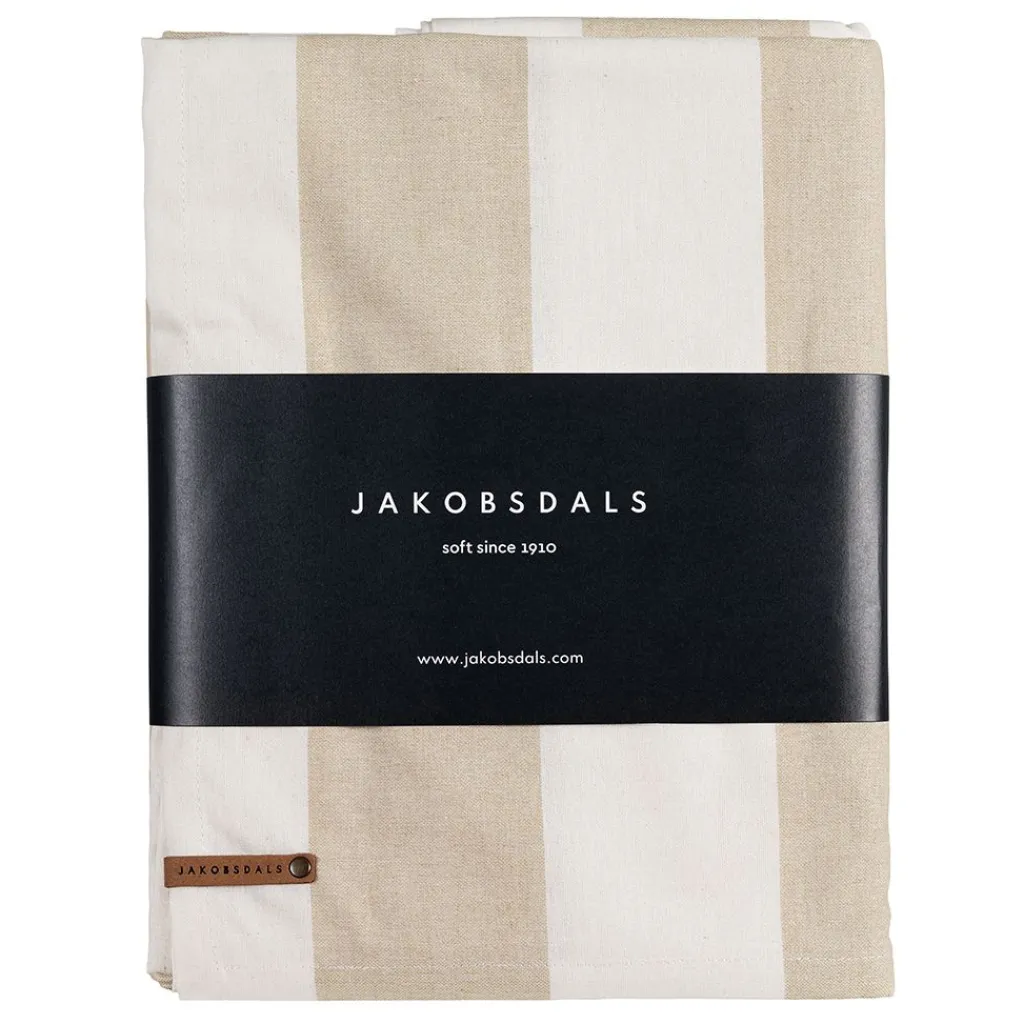 Bordsduk|Textilvaxduk|Striato beige randig textilvaxduk – praktisk bordsduk