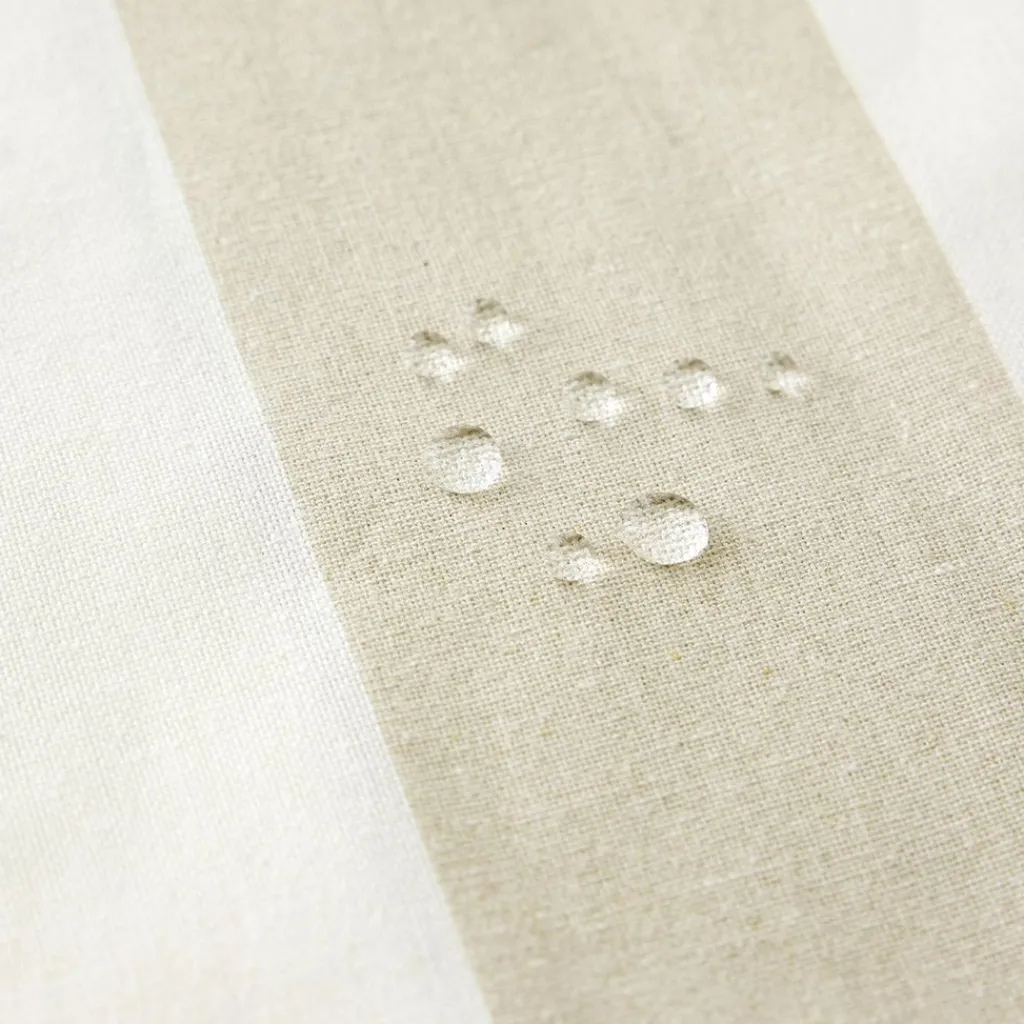Bordsduk|Textilvaxduk|Striato beige randig textilvaxduk – praktisk bordsduk