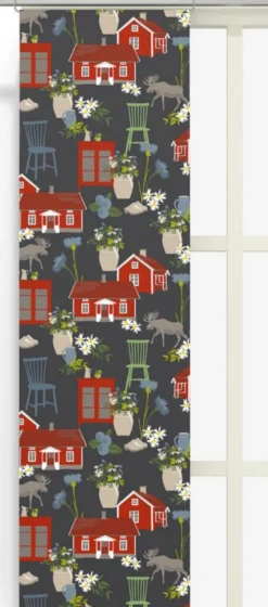 Arvidssons textil Panelgardiner|Strövtåg mörkgrå panelgardiner