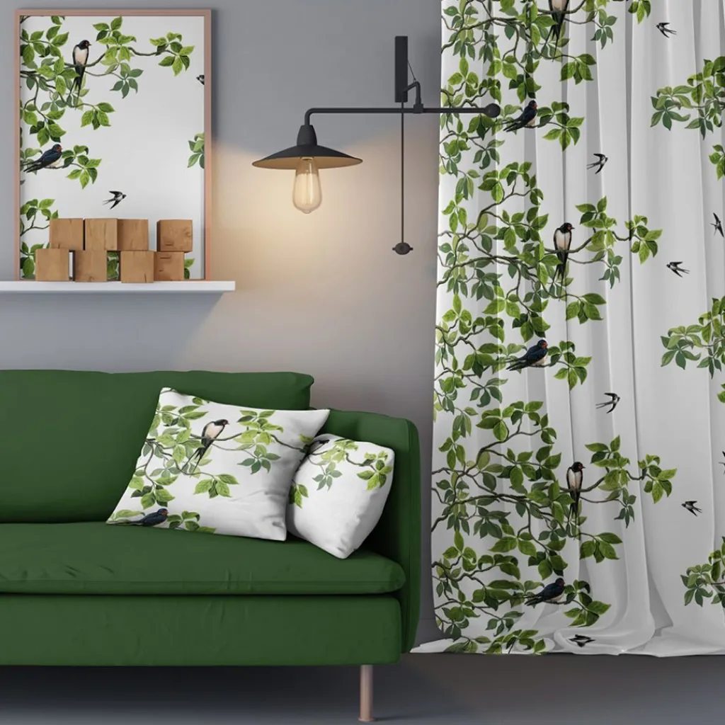 Arvidssons textil Gardiner Mönstrade|Svallöv gardiner