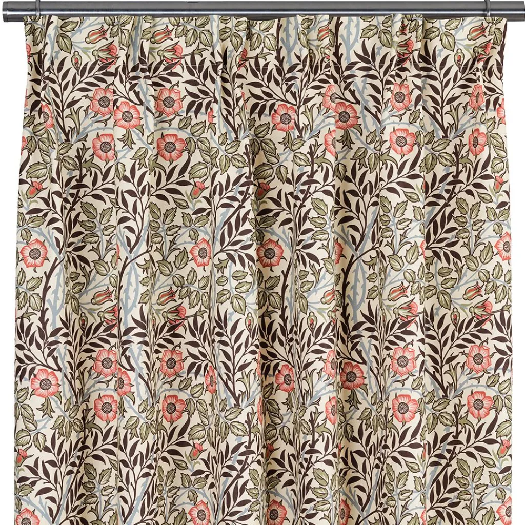 Nordisk Textil Gardiner Mönstrade|Sweet flower brun-grön gardiner