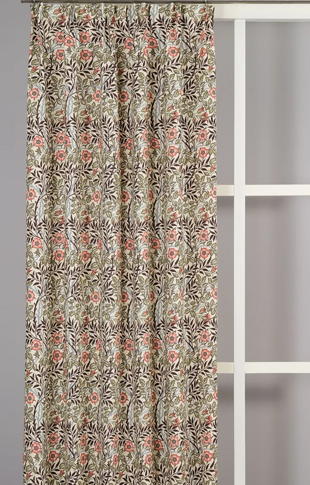 Nordisk Textil Gardiner Mönstrade|Sweet flower brun-grön gardiner