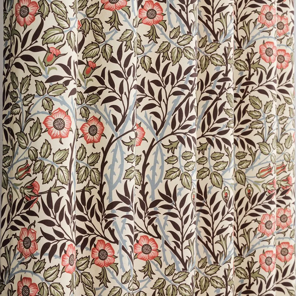 Nordisk Textil Gardiner Mönstrade|Sweet flower brun-grön gardiner