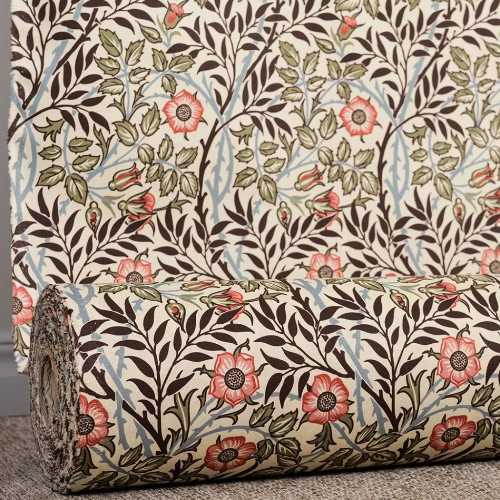 Nordisk Textil Arts & Crafts Tyger|Gardintyger Mönstrade|Sweet flower brun-grön tyg