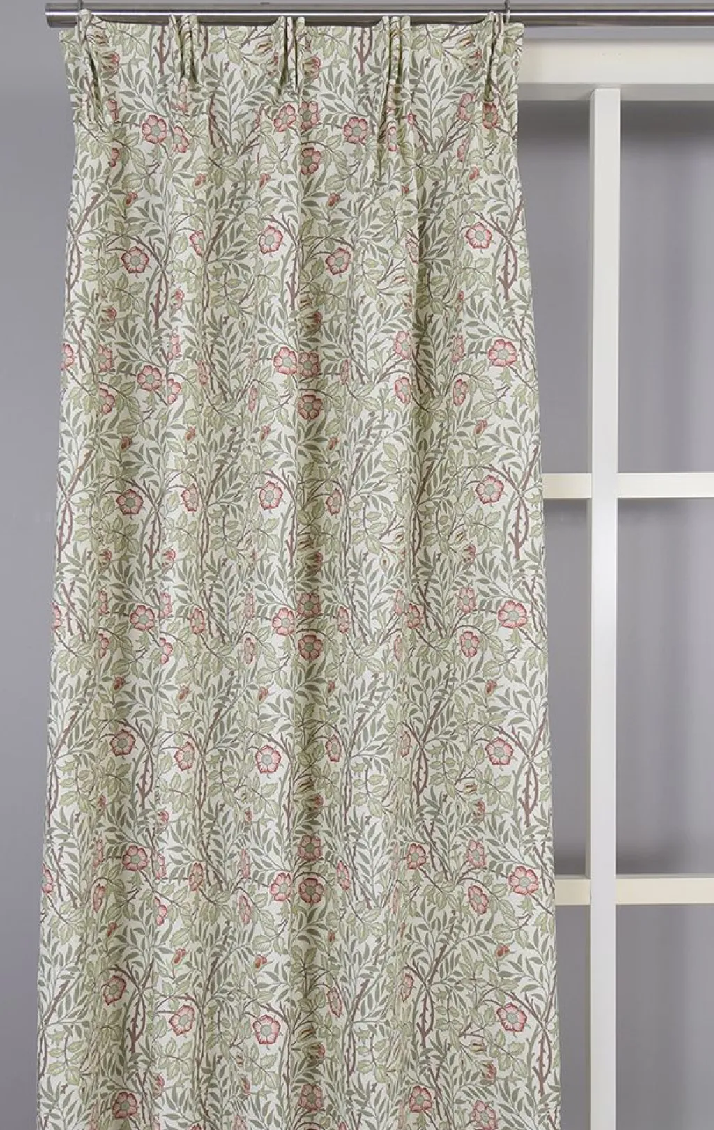 Nordisk Textil Gardiner Mönstrade|Sweet flower vinröd gardiner