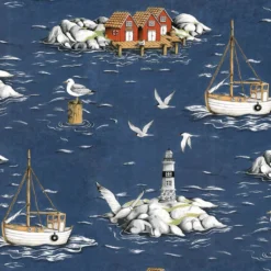 Arvidssons textil Textilvaxduk|Textilvaxduk Fiskeskär mörkblå