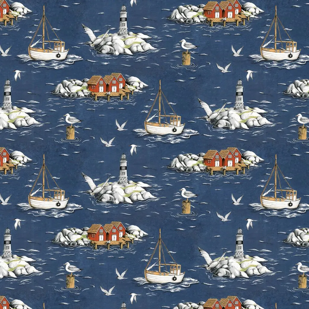 Arvidssons textil Textilvaxduk|Textilvaxduk Fiskeskär mörkblå