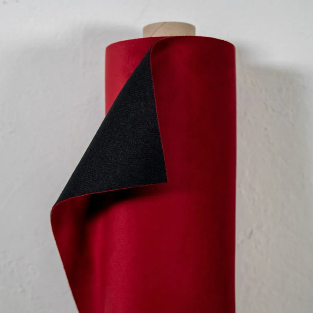 Nordisk Textil Möbelsammet|Enfärgade Möbeltyger|Tiffany Dk.Red möbelsammet – Slitstark & Lyxig