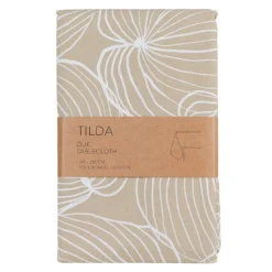 Bordsduk|Tilda beige bordsduk med grafiskt mönster i bomull 140x280cm