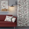 Arvidssons textil Gardiner Mönstrade|Julgardiner|Timmerbyn vit gardiner