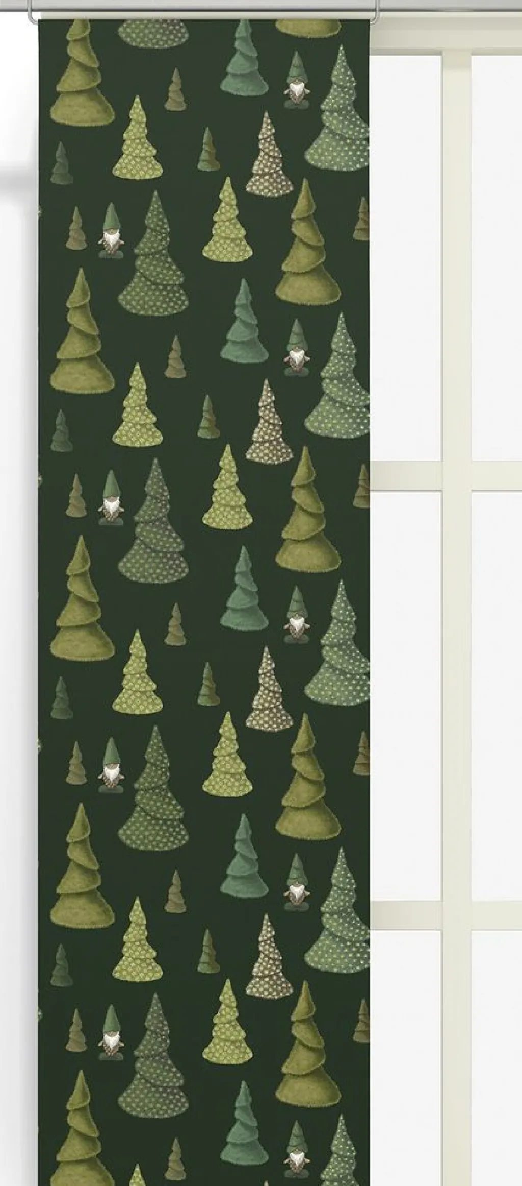 Arvidssons textil Julgardiner|Panelgardiner|Tomtegömma grön panelgardiner