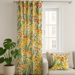 Arvidssons textil Gardiner Mönstrade|Täppan gul gardiner