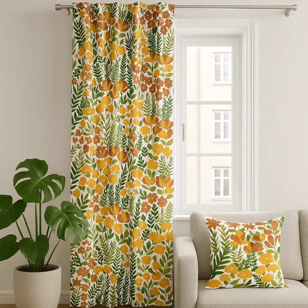 Arvidssons textil Gardiner Mönstrade|Täppan gul gardiner