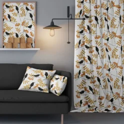 Arvidssons textil Gardiner Mönstrade|Trast i hast vit-gul gardiner