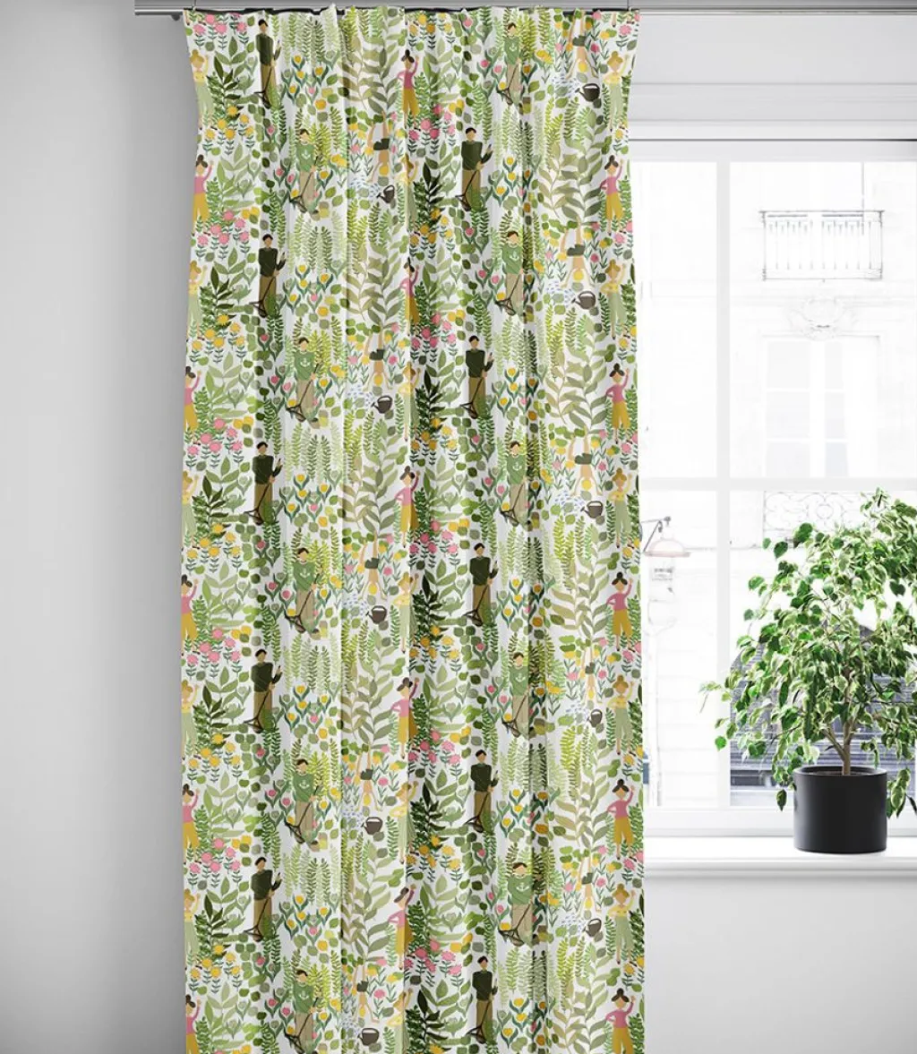 Arvidssons textil Gardiner Mönstrade|Trädgård grön gardiner