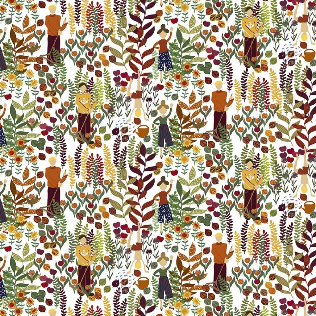 Arvidssons textil Gardintyger Mönstrade|Arvidssons Textil|Trädgård orange/vit tyg