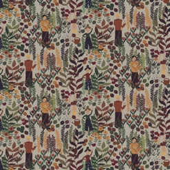 Arvidssons textil Gardintyger Mönstrade|Arvidssons Textil|Trädgård rost/beige linnelook tyg