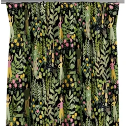 Arvidssons textil Gardiner Mönstrade|Trädgård svart/grön gardiner