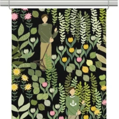 Arvidssons textil Panelgardiner|Trädgård svart/grön panelgardiner