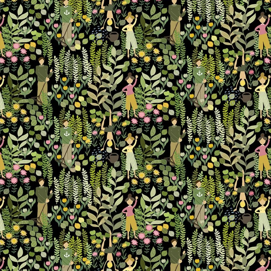Arvidssons textil Gardintyger Mönstrade|Arvidssons Textil|Trädgård svart/grön tyg