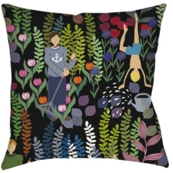 Arvidssons textil Mönstrade Kuddfodral|Trädgård svart kuddfodral