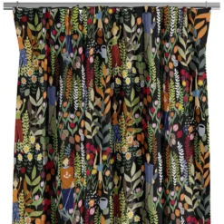 Arvidssons textil Gardiner Mönstrade|Trädgård svart/orange gardiner