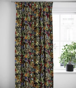 Arvidssons textil Gardiner Mönstrade|Trädgård svart/orange gardiner