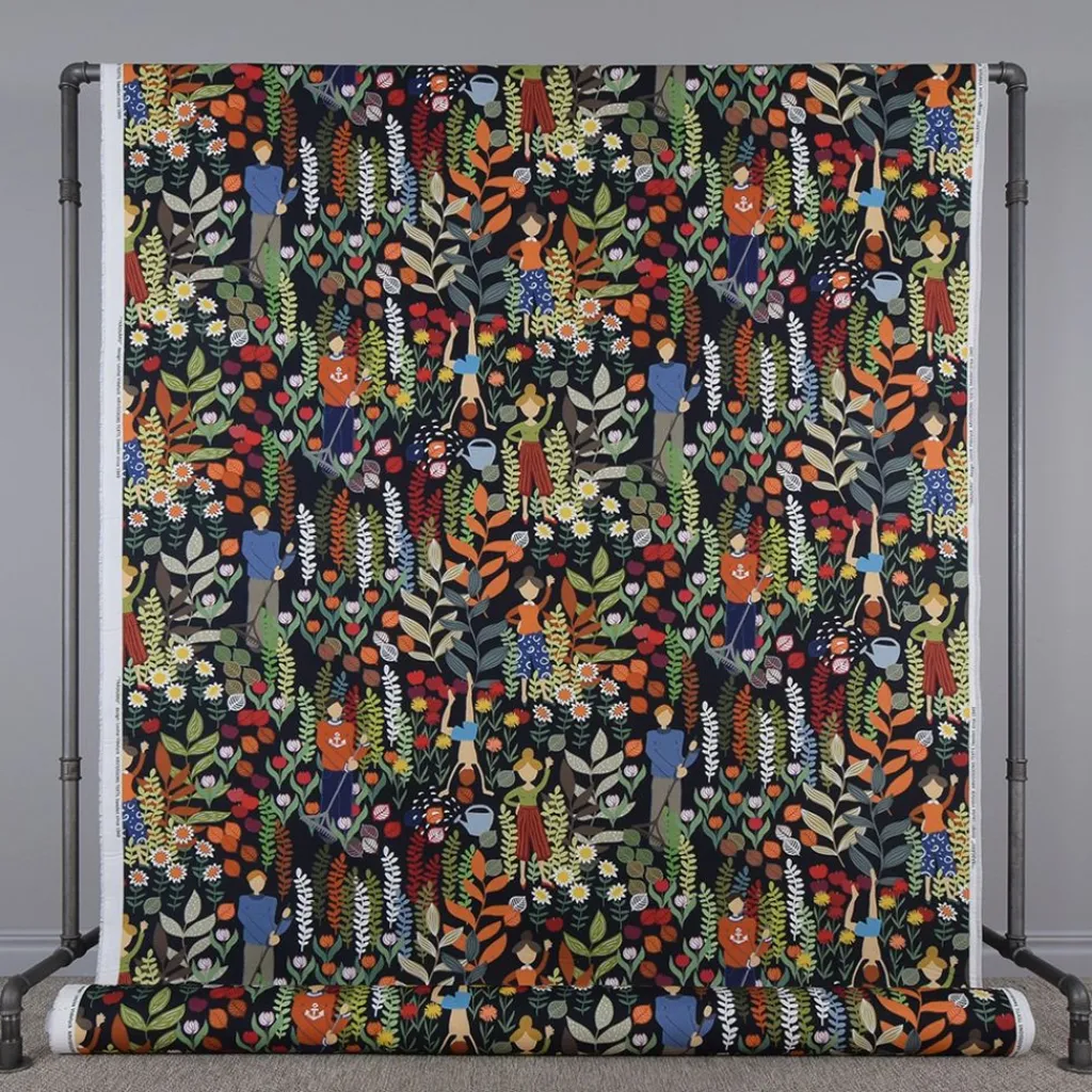 Arvidssons textil Gardintyger Mönstrade|Arvidssons Textil|Trädgård svart/orange tyg