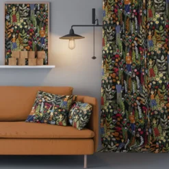 Arvidssons textil Gardintyger Mönstrade|Arvidssons Textil|Trädgård svart/orange tyg