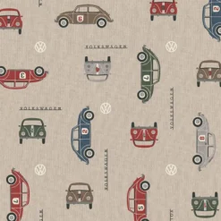 Gardintyger Mönstrade|Tyg med Folkabubblor - VW beetle racing