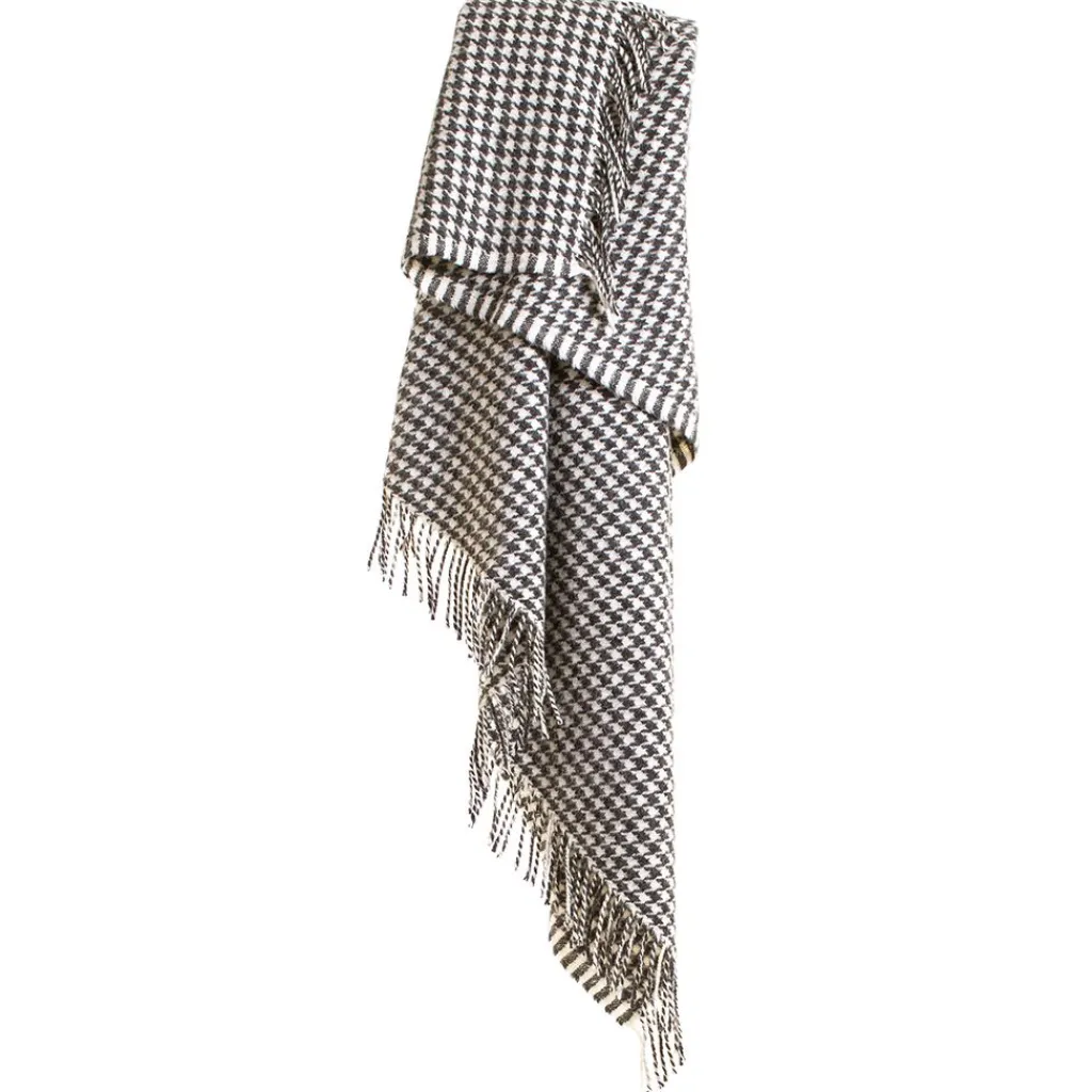 Tweedmill textiles Ullplädar|Ullpläd Houndstooth Charcoal, 100% Ull, 140x183 cm