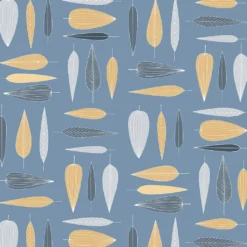 Arvidssons textil Gardintyger Mönstrade|Arvidssons Textil|Under trädet blå tyg – bomullstyg med blad