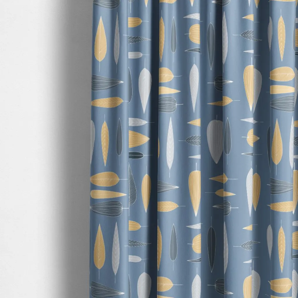 Arvidssons textil Gardintyger Mönstrade|Arvidssons Textil|Under trädet blå tyg – bomullstyg med blad