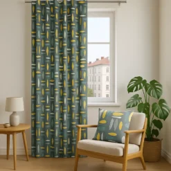 Arvidssons textil Gardiner Mönstrade|Under trädet turkos gardiner