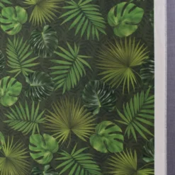 Dynväv|Uteväv botanic grönt tyg med bladmönster till utemöbler