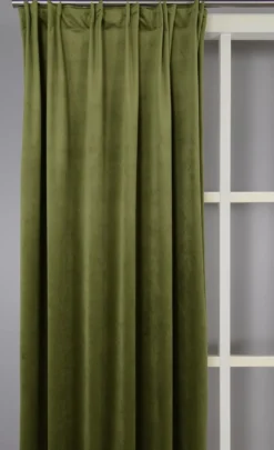 Nordisk Textil Sammetstyger|Gardiner Enfärgade|Velvet grön enfärgade sammetsgardiner