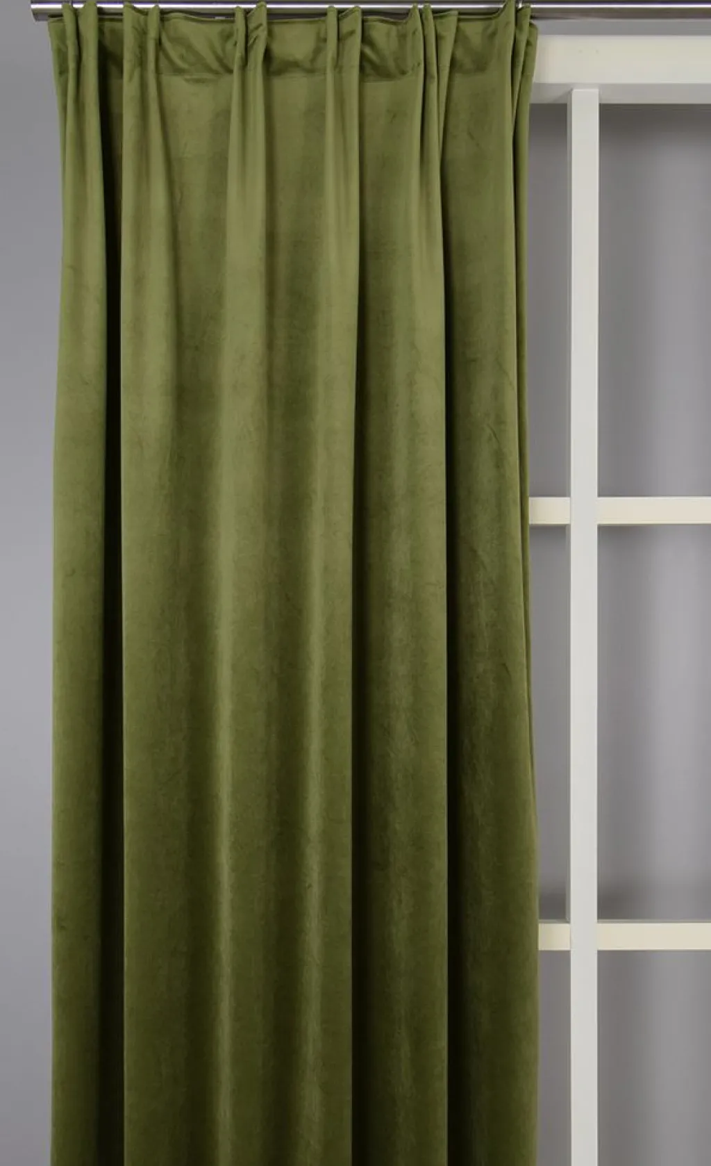 Nordisk Textil Sammetstyger|Gardiner Enfärgade|Velvet grön enfärgade sammetsgardiner
