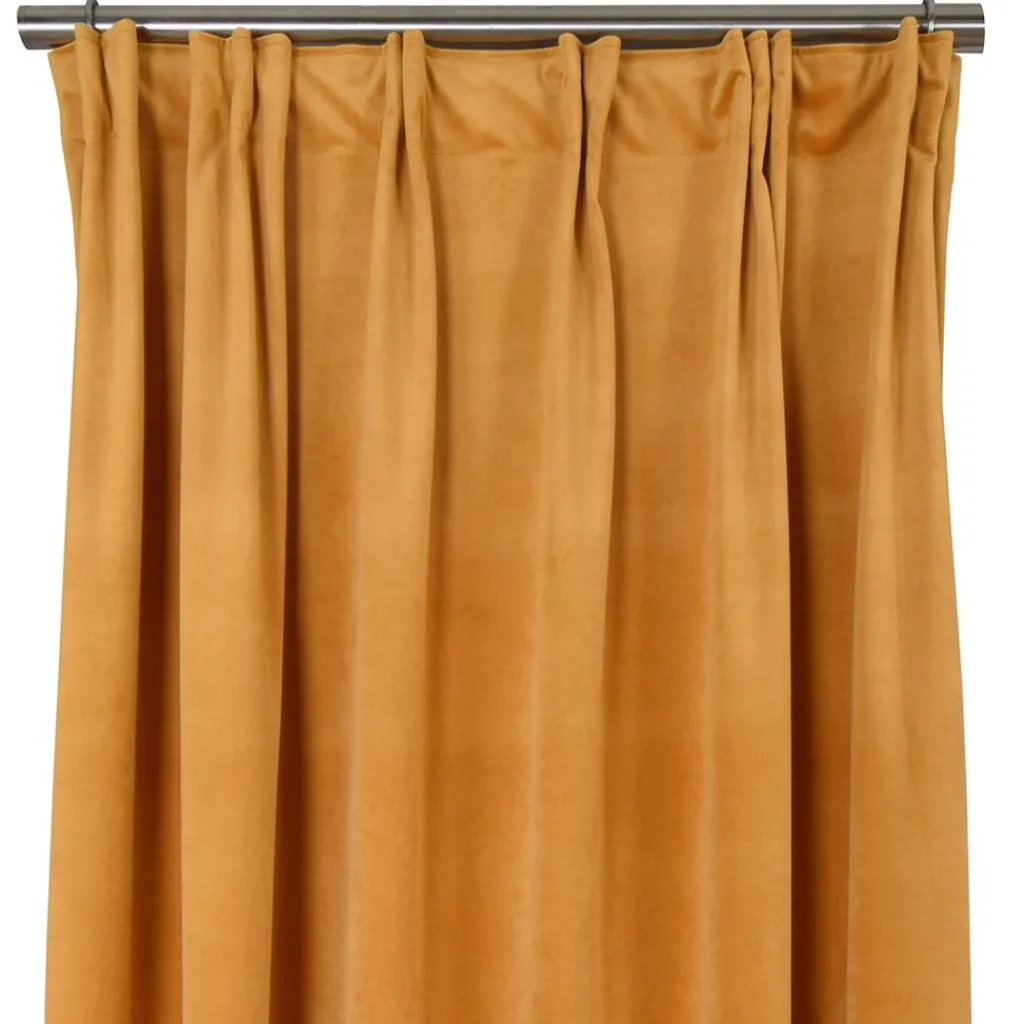 Nordisk Textil Sammetstyger|Gardiner Enfärgade|Velvet gul enfärgade sammetsgardiner