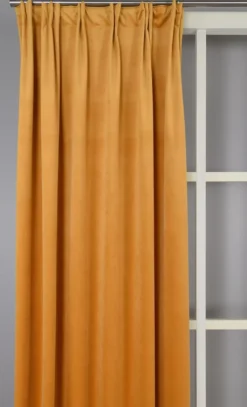 Nordisk Textil Sammetstyger|Gardiner Enfärgade|Velvet gul enfärgade sammetsgardiner