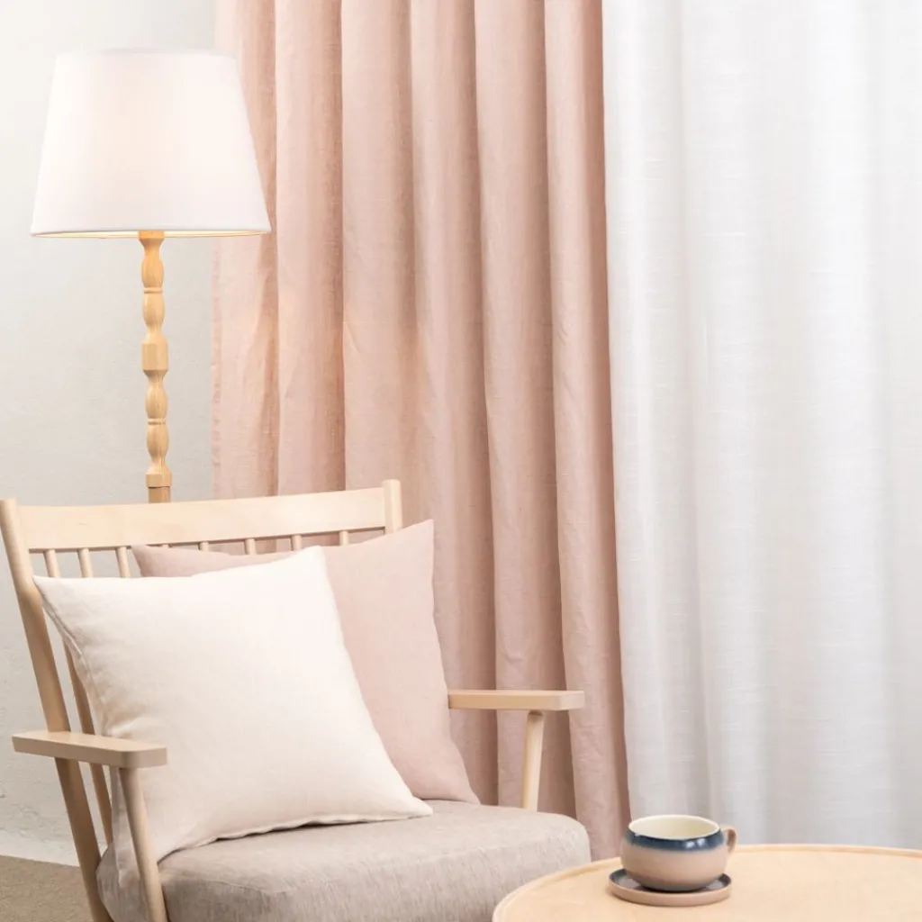 Nordisk Textil Gardintyger Enfärgade|Linnetyger|Verone Linne Beigerosa – Stentvättat 100 % Lin