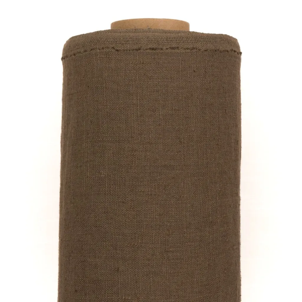 Nordisk Textil Gardintyger Enfärgade|Linnetyger|Verone Linne Brun – Stentvättat 100 % Lin