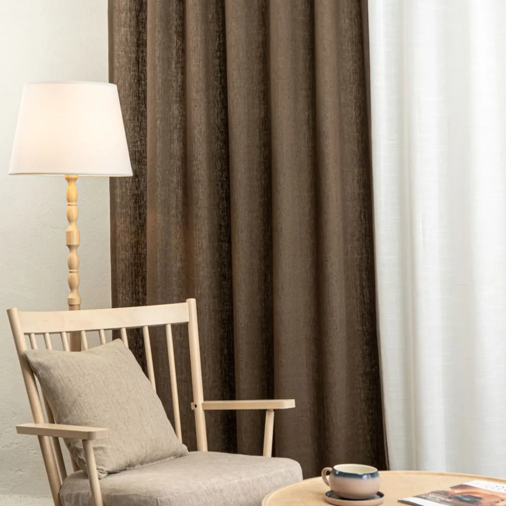 Nordisk Textil Gardintyger Enfärgade|Linnetyger|Verone Linne Brun – Stentvättat 100 % Lin