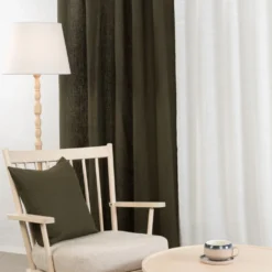 Nordisk Textil Gardintyger Enfärgade|Linnetyger|Verone Linne Grön – Stentvättat 100 % Lin