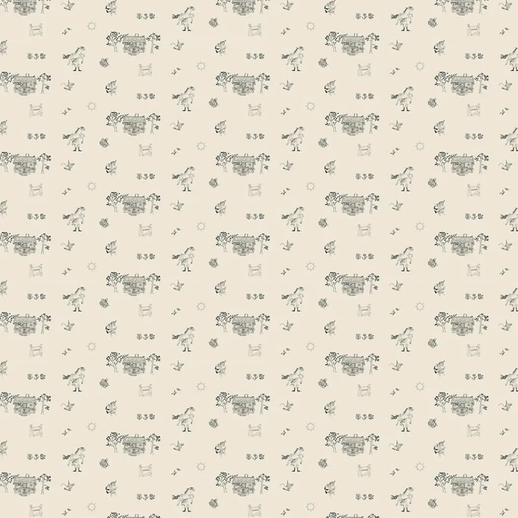 Barn Arvidssons textil Gardintyger Mönstrade|Barnmönster|Villa Villekulla beige tyg