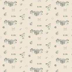 Barn Arvidssons textil Gardintyger Mönstrade|Barnmönster|Villa Villekulla beige tyg