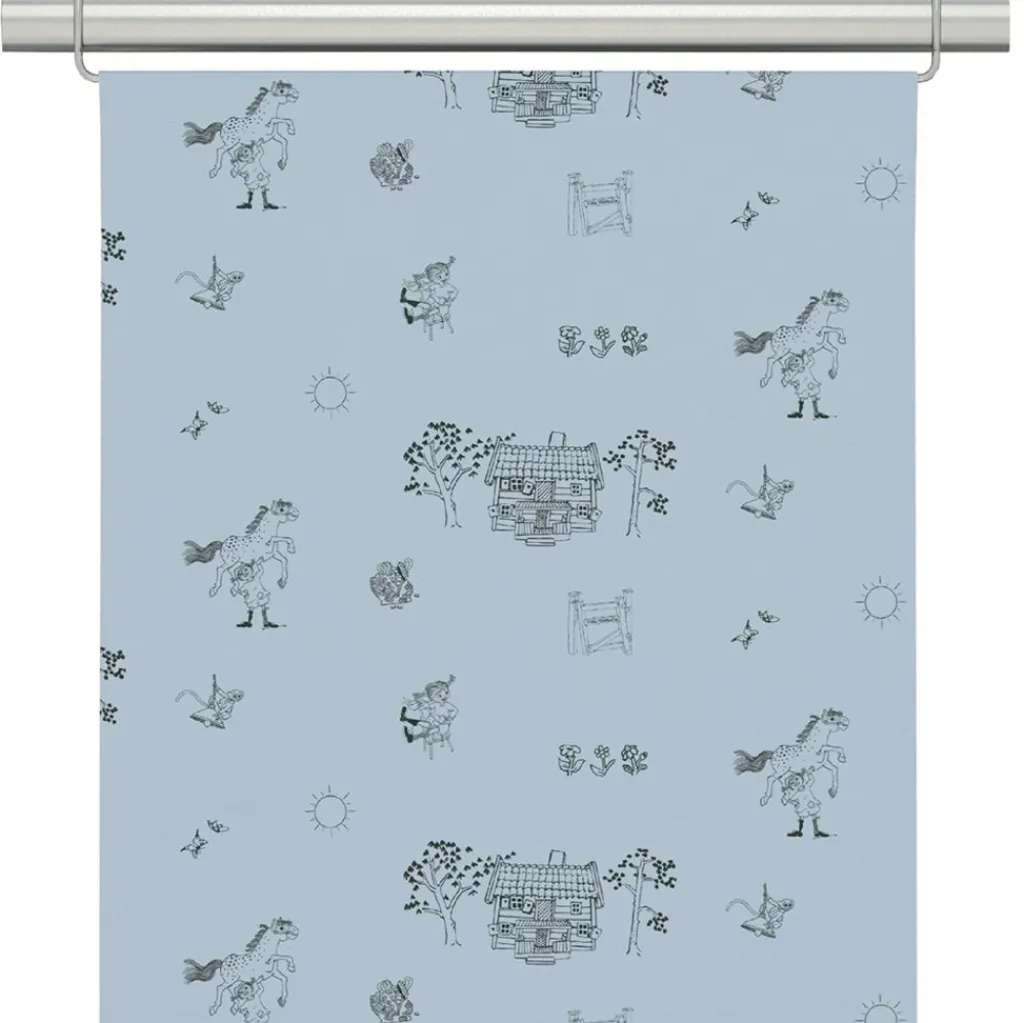Arvidssons textil Panelgardiner|Villa Villekulla blå panelgardin